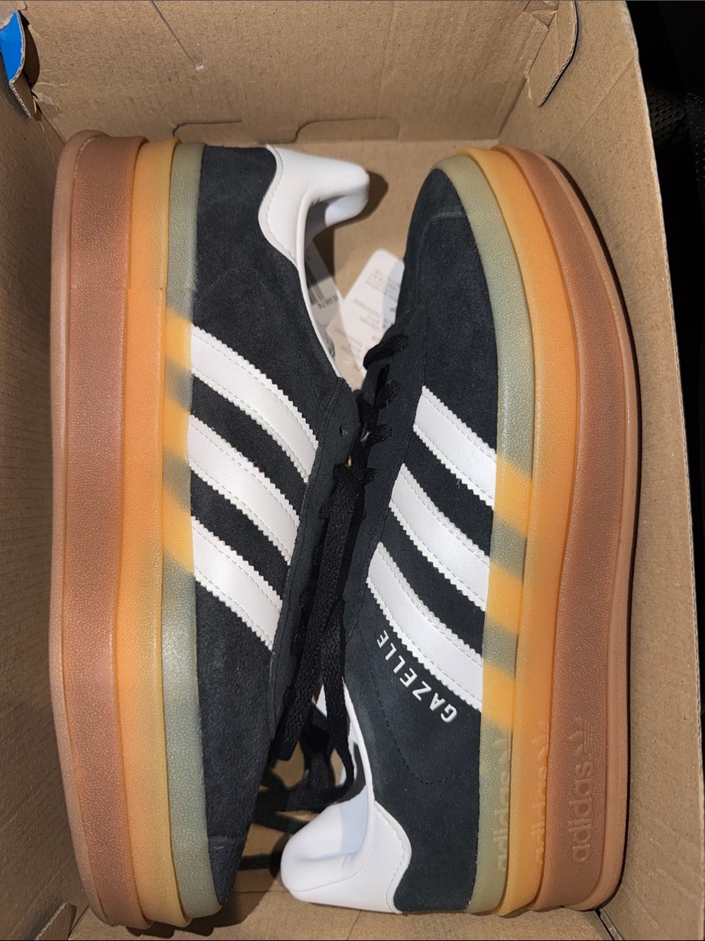 adidas Black and White Suede Platform Gazelle Sneakers